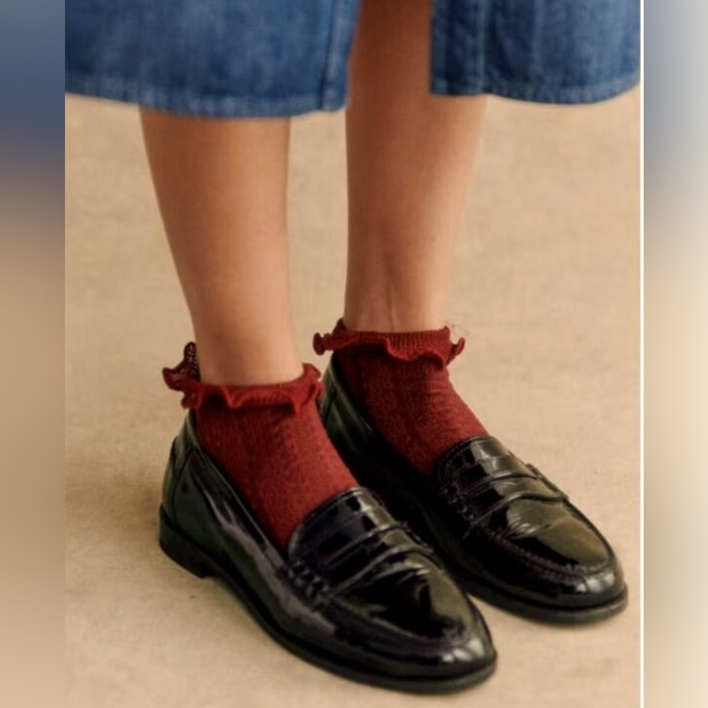 Sezane Andre Loafers Black Patent Leather Classic Styling Women's EU 40